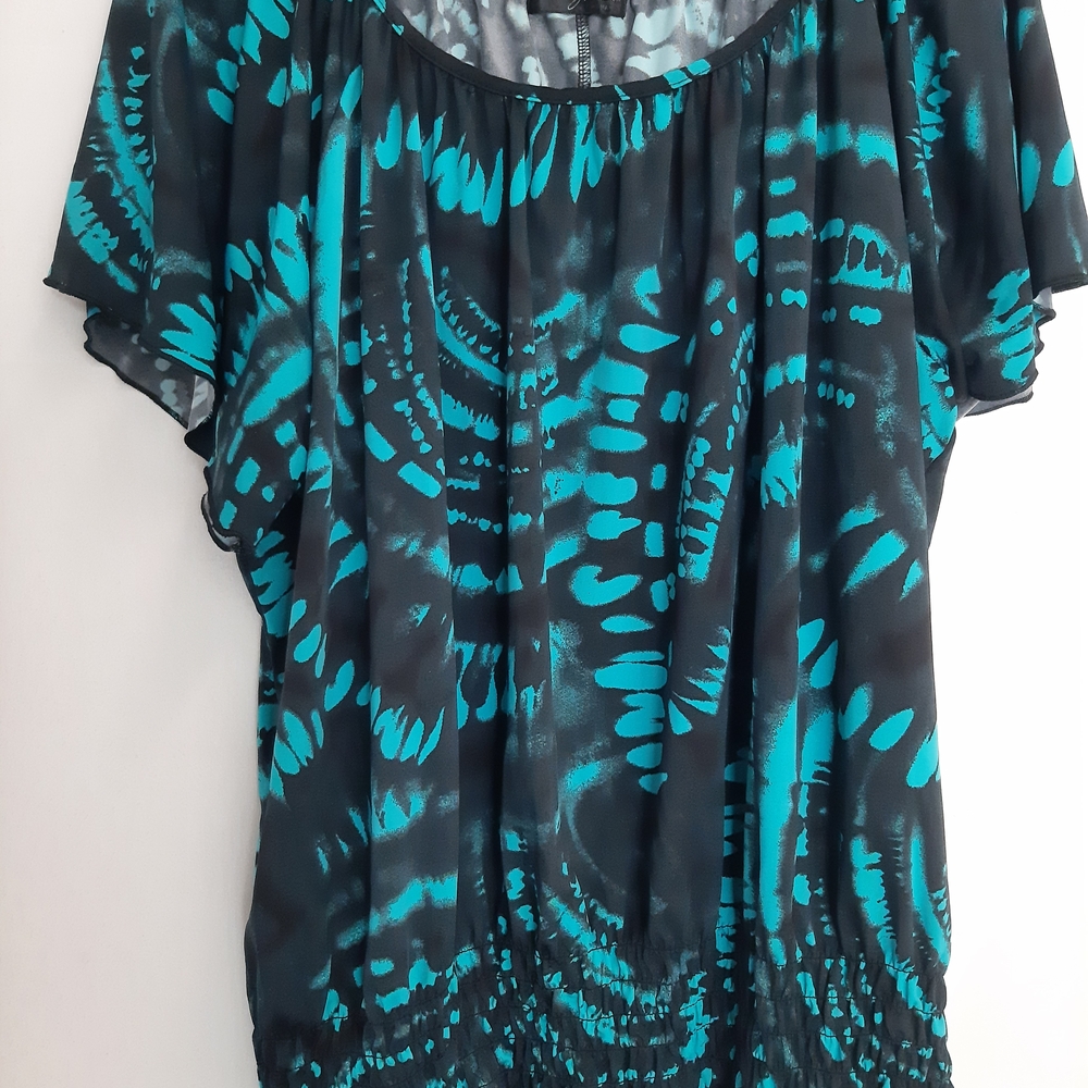 Chic Teal and Black Women's Blouse